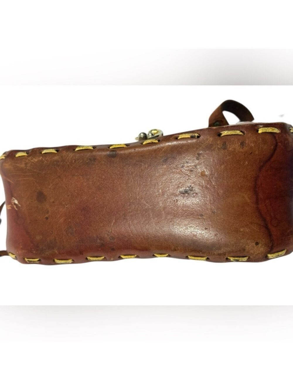Vintage Handmade Leather Fox Embossed Saddle Bag Boho Rustic Crossbody - Picture 7 of 14